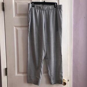 H&M Tapered Crop Pants Joggers Style Black White Print Pull-on Light Summer 14
